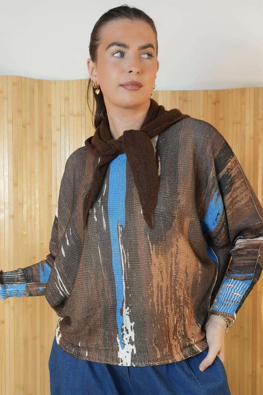 Raven Relaxed Knit Top Expressionist Chocolate /12=